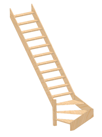Деревянная лестница НОРМАНДИЯ ЛМПО-12 поворотная правозаходная высотой 2600