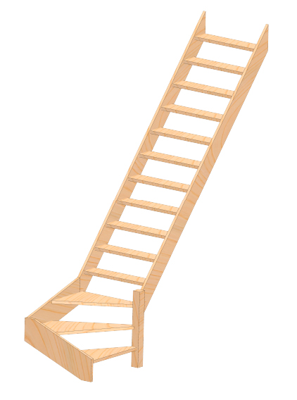 Деревянная лестница НОРМАНДИЯ поворотная левозаходная высотой 2600